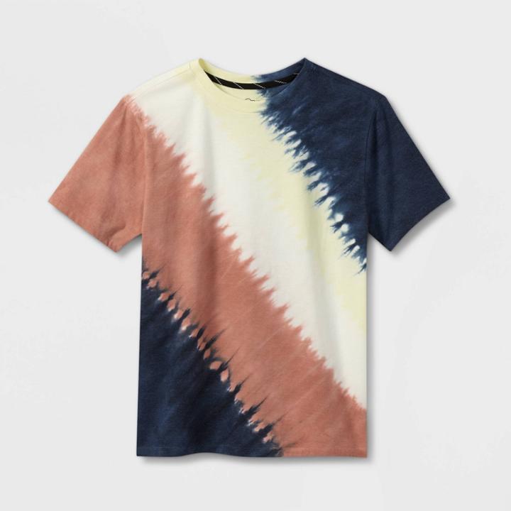 Boys' Diagonal Tie-dye Short Sleeve T-shirt - Art Class Navy/white