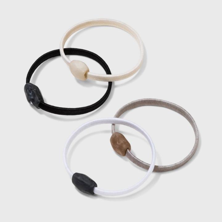 Bead Hair Elastic Set 4pc - A New Day Black