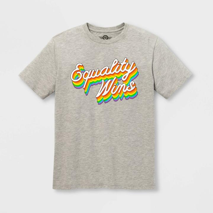 Mad Engine Pride Adult Extended Size Short Sleeve Equality Wins Gender Inclusive T-shirt - Heather Gray