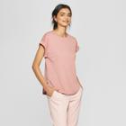 Women's Short Sleeve Cuff T-shirt - A New Day Pink