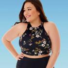 Women's Plus Size Slimming Control High Neck Bikini Top - Beach Betty By Miracle Brands Black 1x, Women's,