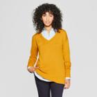 Women's V-neck Luxe Pullover Sweater - A New Day Gold