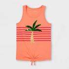 Girls' Palm Tree Flip Sequin Tank Top - Cat & Jack Neon Pink