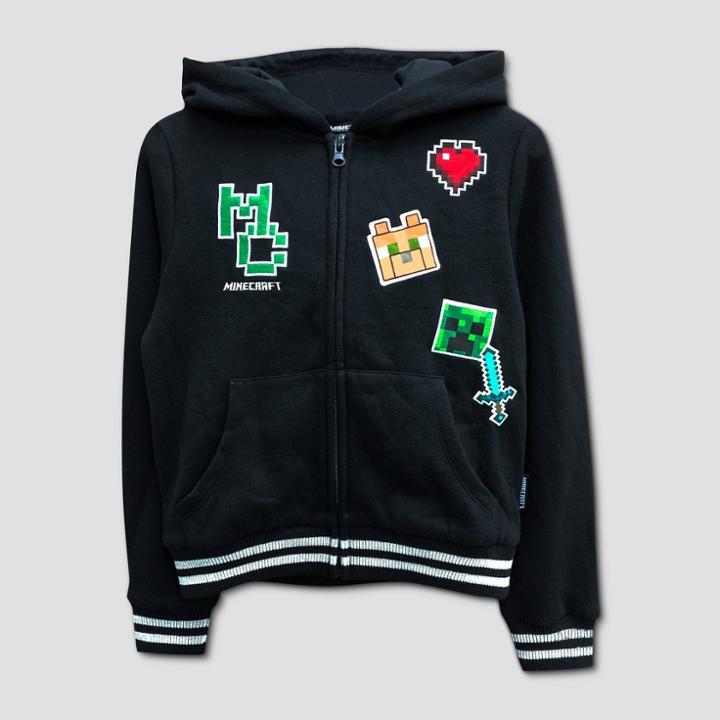 Girls' Minecraft Zip-up Hoodie - Black