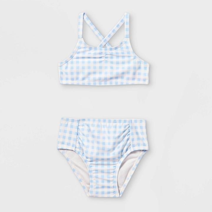 Toddler Girls' 2pc Gingham Check Print Bikini Set - Cat & Jack Blue