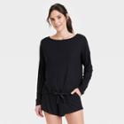 Women's Beautifully Soft Ribbed Pajama Set - Stars Above Black