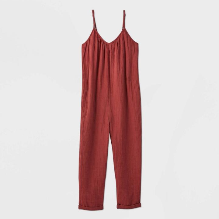 Women's Sleeveless Scoop Neck Jumpsuit - Universal Thread Burgundy