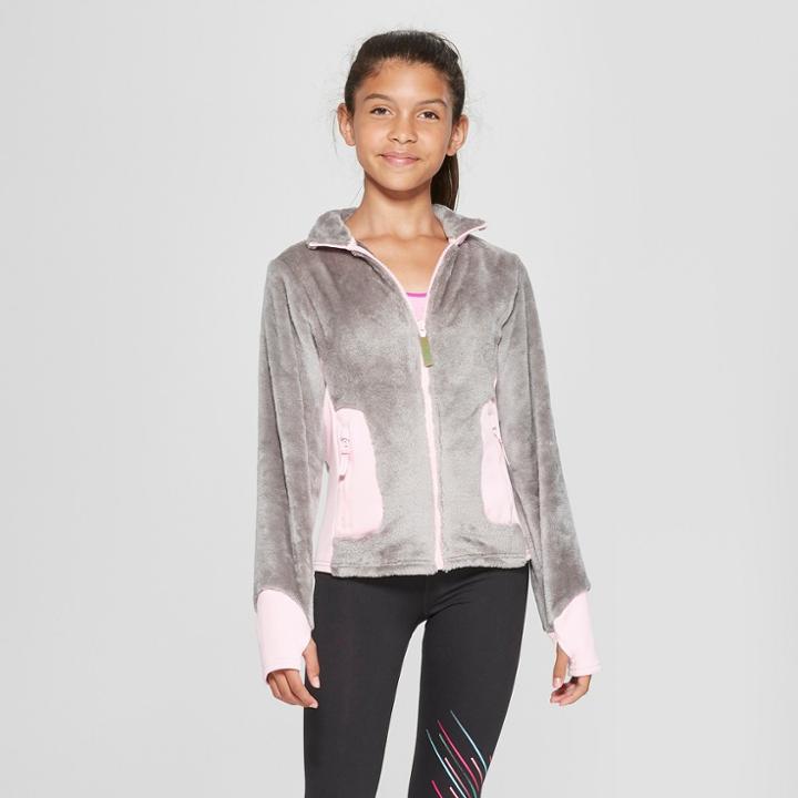 Girls' Long Sleeve Fleece Jacket - C9 Champion Gray