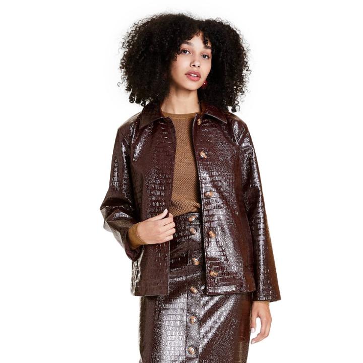 Women's Faux Leather Texture Jacket - Rachel Comey X Target Dark Brown Xxs