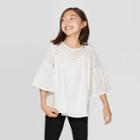 Girls' Short Sleeve Woven Top - Cat & Jack White
