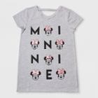 Disney Girls' Minnie Mouse Short Sleeve T-shirt - Heather Gray - Xl (14-16), Size: