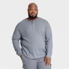 Men's Big & Tall Long Sleeve Textured Henley Shirt - Goodfellow & Co Gray