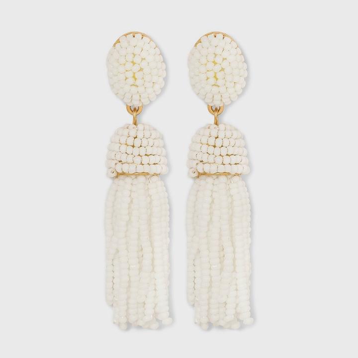 Sugarfix By Baublebar Polished Beaded Tassel Earrings - White
