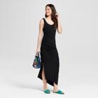Women's Sleeveless Asymmetrical Side Shirred Knit Dress - A New Day Black