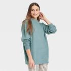 Women's Slouchy Mock Turtleneck Pullover Sweater - A New Day Blue