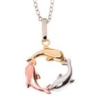 Target 14k Gold And Sterling Silver Tri Color Dolphin Pendant - Tricolor (18), Women's,