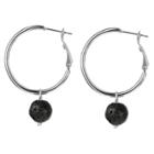 Elya West Coast Jewelry Stainless Steel Hoop Earrings With Dangling Black Lava Bead, Girl's,