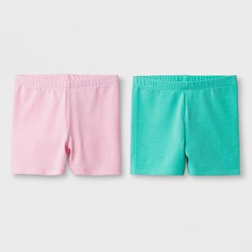 Toddler Girls' 2pk Biker Shorts - Cat & Jack Light Pink & Green