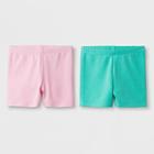 Toddler Girls' 2pk Biker Shorts - Cat & Jack Light Pink & Green
