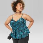 Women's Plus Size Floral Print Empire Waist Camisole - Wild Fable Dark Teal