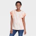 Women's Tie-dye Flutter Short Sleeve Scoop Neck Essential T-shirt - Knox Rose Pink