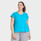 Women's Plus Size Cap Sleeve T-shirt - All In Motion Turquoise Blue