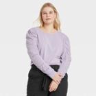 Women's Plus Size Long Sleeve Ruched T-shirt - Universal Thread Violet