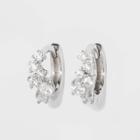 Sterling Silver Cubic Zirconia Cluster Huggie Earrings - A New Day Silver, Women's