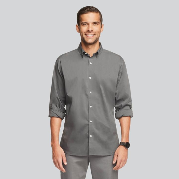 Van Heusen Men's Classic Fit Long Sleeve Button-down Shirt - Gray