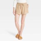 Women's Mid-rise Linen Pull-on Shorts - Universal Thread Tan