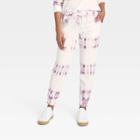 Women's Tie-dye Mid-rise French Terry Jogger Pants - Universal Thread Purple/white