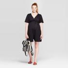 Maternity Short Sleeve V-neck Knit Romper - Isabel Maternity By Ingrid & Isabel Black