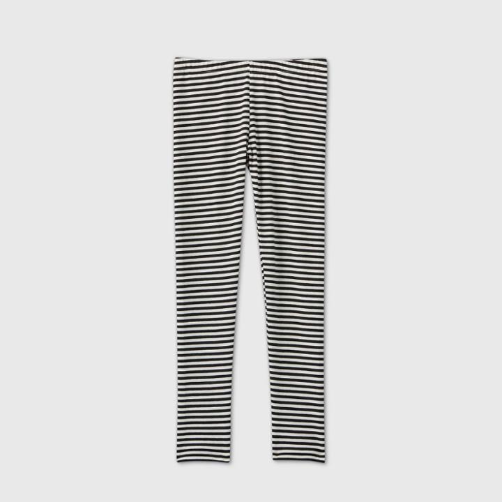 Girls' Stripe Leggings - Cat & Jack Black/cream, Black/ivory