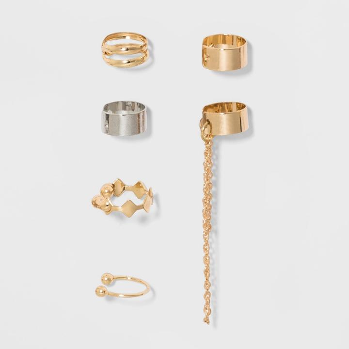 Chain And Solid Ear Cuff Earring Set 6ct - Wild Fable,