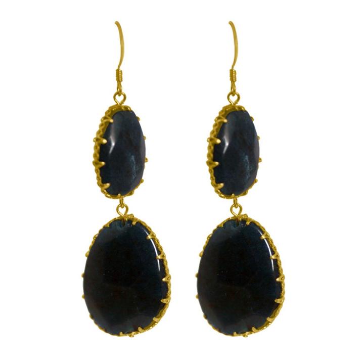 Zirconite Large Genuine Semi-precious Double Drop Earring -