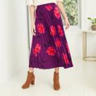 Women's Floral Print A-line Pleated Skirt - A New Day Purple