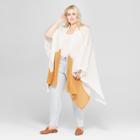 Women's Plus Size Open Knit Duster Poncho Sweater - Universal Thread White/yellow