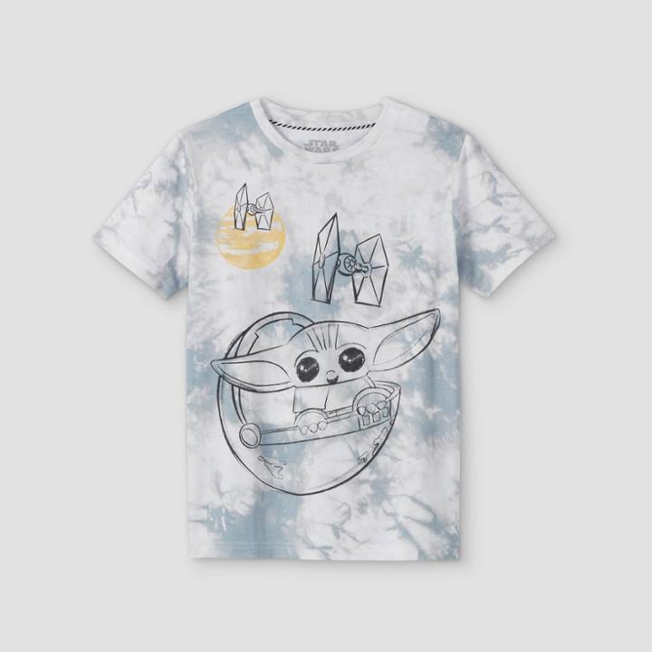 Lucas Boys' Star Wars The Child Baby Yoda Tie-dye Short Sleeve Graphic T-shirt - Gray