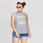 Grayson Threads Women's Plus Size Sleeveless Sunnies And Sandals Graphic Tank Top (juniors') - Heather Gray