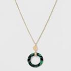 Resin Round Pendant Necklace - A New Day Green/gold