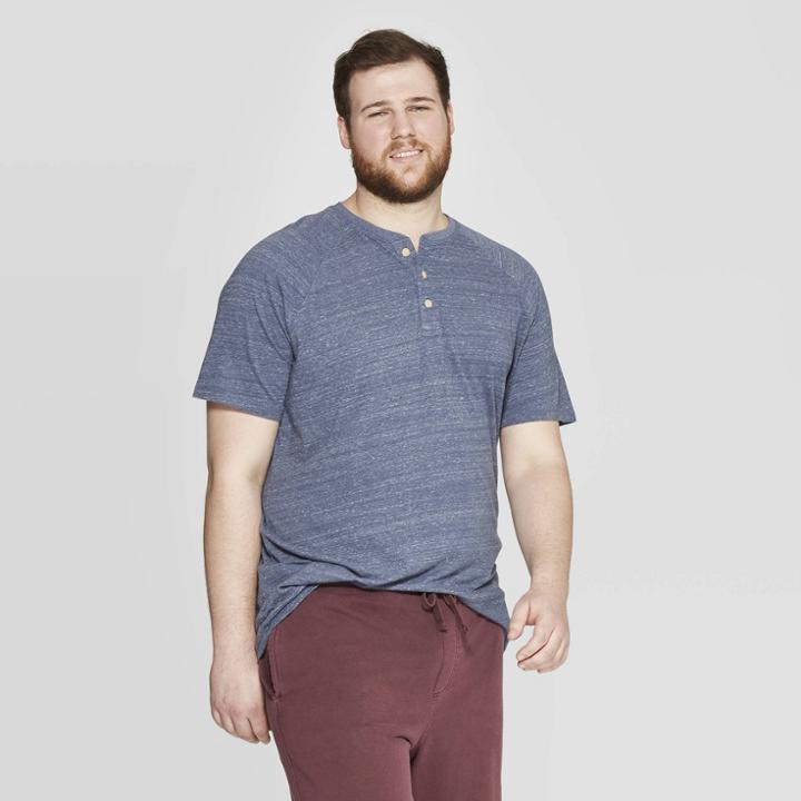 Men's Big & Tall Short Sleeve Henley T-shirt - Goodfellow & Co Fighter Pilot Blue