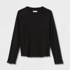 Girls' Long Sleeve Rib T-shirt - Cat & Jack Black