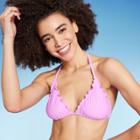 Women's Ruffle Triangle Bikini Top - Wild Fable Pink Xxs