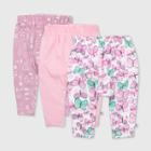 Honest Baby Baby Girls' 3pk Organic Cotton Cuff-less Harem Flutter Pants - Purple Newborn