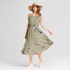 Women's Printed Sleeveless Tie Strap Swing Dress - A New Day Olive