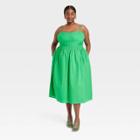 Women's Plus Size Sleeveless Eyelet Sun Dress - A New Day Green
