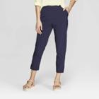 Women's Mid-rise Slim Woven Straight Pants - A New Day Navy (blue)