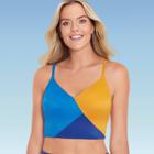 Women's Slimming Control Colorblock Crop Bikini Top - Beach Betty By Miracle Brands Blue/yellow