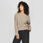 Women's Long Sleeve Elastic Front Blouse - Prologue Gray