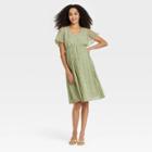 Flutter Short Sleeve Pleated Chiffon Maternity Dress - Isabel Maternity By Ingrid & Isabel Green Floral